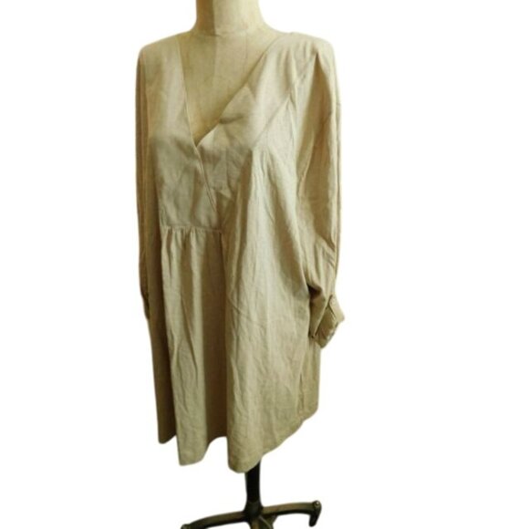 J. Jill Size 4X Plus Size Tan Cotton Knit Tab button 3/4 Sleeve Top NWT - Picture 3 of 3